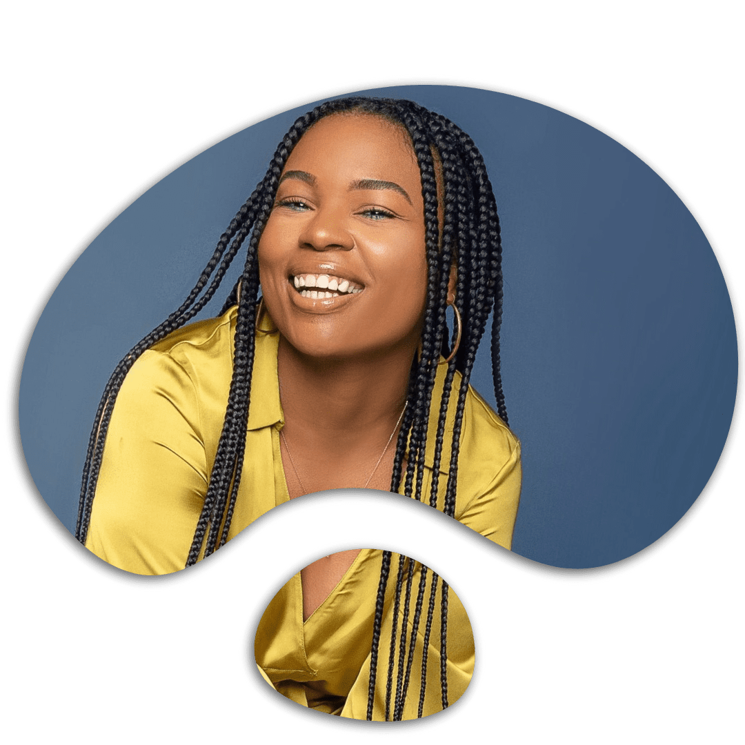 mage of a woman in a yellow shirt smiling from getting support from black female therapy in Atlanta, GA. If you are looking for "black female therapists near me" we can help with therapy for women of color in Atlanta, GA.